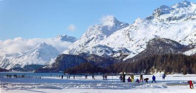 Wintersport am Silser See bei Sils-Maria (Engadin)