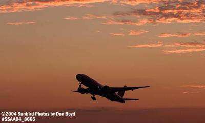 American Airlines B777-223ER sunset aviation stock photo #8665
