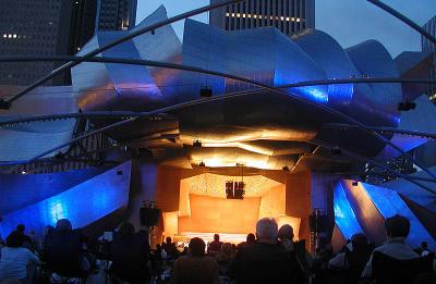 Night - Pritzker Pavilion blue