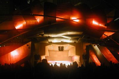 Night - Pritzker Pavilion red