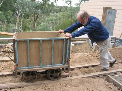 wagon needs a push onto the incline