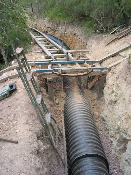 base gravel and RELN drain in place - top trench