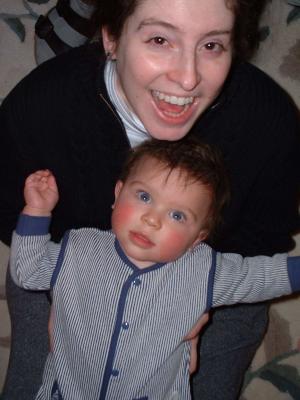 Mommy and Max on the living room rug