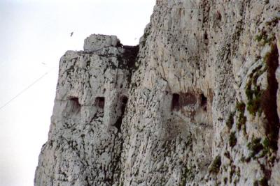 Gun emplacements from the 1779 tunnels are visible in the cliff face