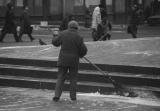 Make work...sweeping snow from the square by Moscow city hall