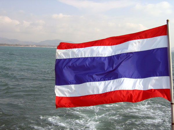 Thai flag on the back of the boat
