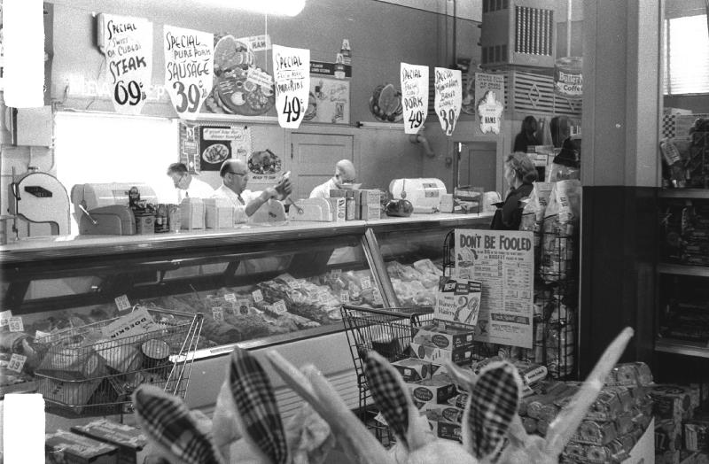 Dad Grupp at Meat Counter in Mason City Store