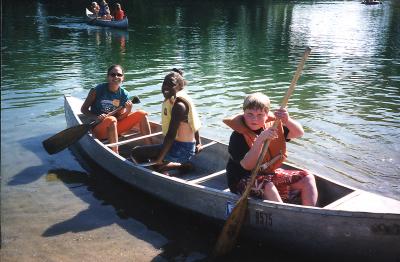 Mickey in Canoe at Le Mars Y Camp - Summer of 2003 - Photo from Camp Staff
