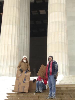 Sledding at the Lincoln Memorial?
