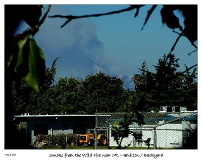 Smoke from fire near Mt. Hamilton