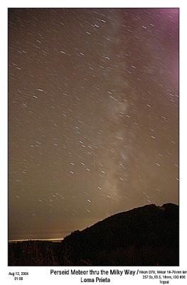 Faint Perseid flying south thru the Milky Way