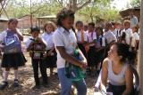 School children lining up