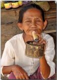 Smoking a cheroot - Phwassaw village , Bagan