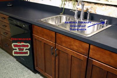 Sink and dishwasher.