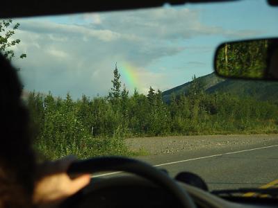 A rainbow on the road