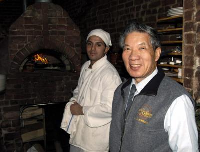 At Peasant, a very good Italian restaurant in the Nolita section of New York City  2/1/04
