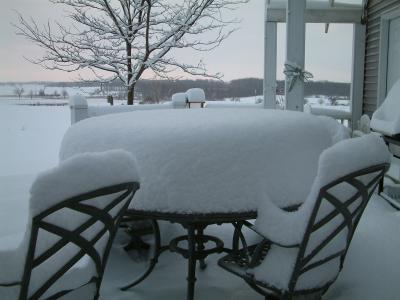 Snow on Patio Furniture