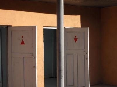 bathroom doors.