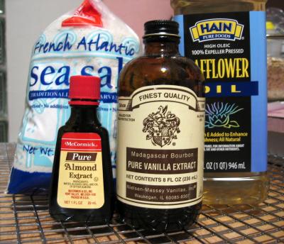 Sea salt, almond extract, vanilla & oil