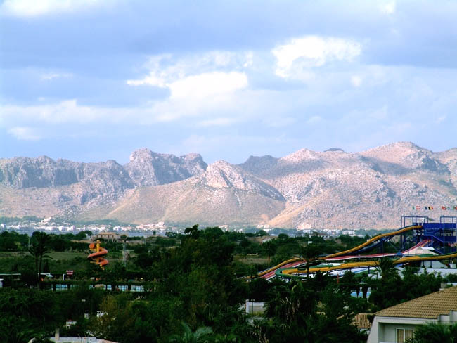 View to Port of Pollensa and mountains