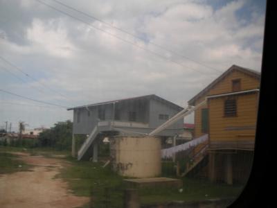 Belize City from bus window