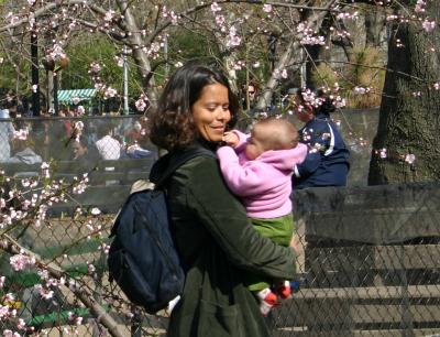 Mother & Child by a Flowering Plum Tree