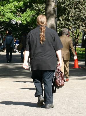 Mario Batali, a Famous NYC Chef and Restaurant Entrepreneur in Union Square on His Way to the Farmers Market