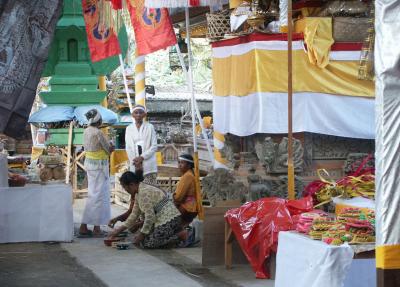 Inside the temple, preparing for festival