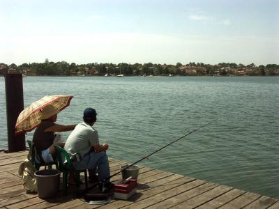 Hopeful fishing couple