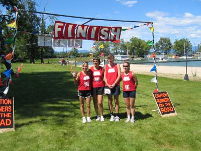 The only ultra team of 4 females vs 12-runner teams:  We finished 4th place overall in 36hrs 32 mins!