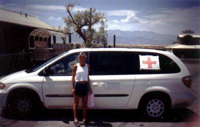 2003 was Badwater's first organized medical team.  Here's me the 2nd morning trying to leave Stove Pipe Wells to get some sleep
