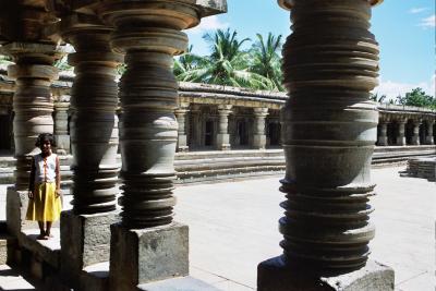 posing at Somnathpur temple, Karnataka