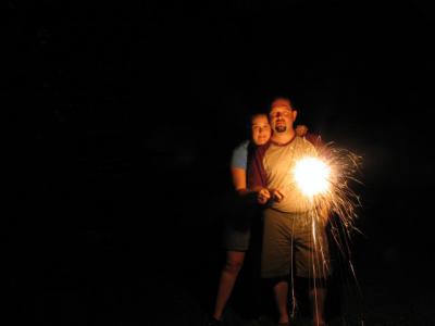 James and Abby fireworks hug