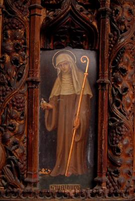 Kenton's All Saints - Painted saint on the pulpit