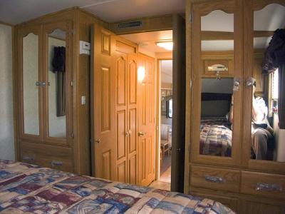 Bedroom, wardrobes & doors open