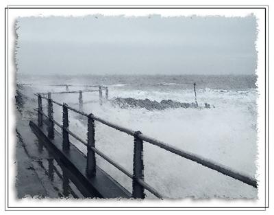 In for a soaking at West Bay, Dorset