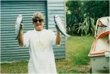 Arya demonstrates how to hold trout from Taupo