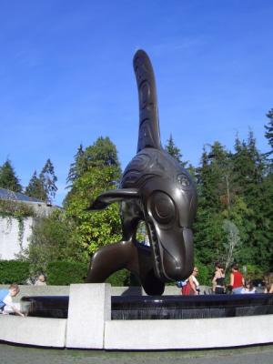 Sculpture at the entrance to the Vancouver Aquarium.