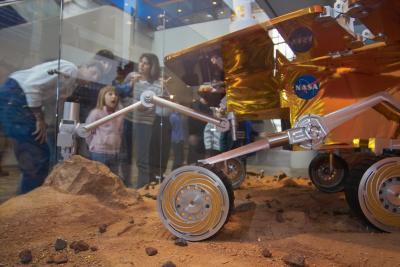 Admiring a MER rover replica