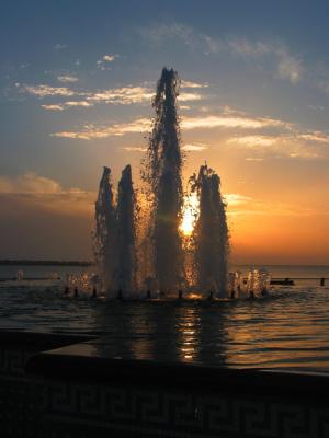 Fountain at sunset
