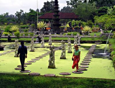 Pool with statues & stepping stones