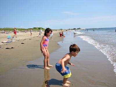 Playing on the beach