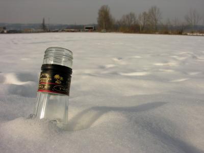 Bottle under snow