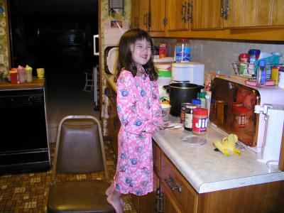 Sarah making PB & J again