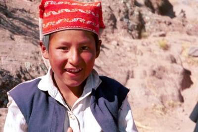 Boy titicaca lake