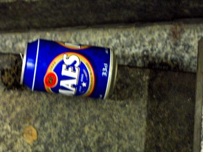 abandoned beer can