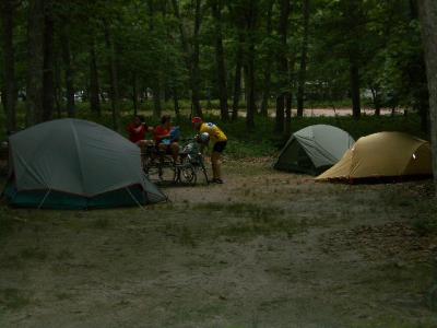 Setting up camp site in the dark (July 3, 2004)