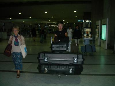 At Charles De Gaule Airport with bike cases. 2004-07-21 012.JPG