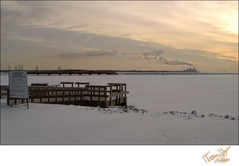 Power Plant Across the Lake in Winter
