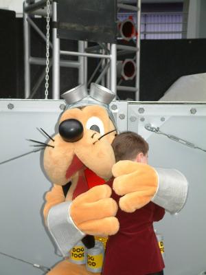 Zachary gets a hug from Pluto